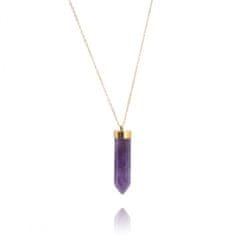 Northix Krásny náhrdelník - fialový kameň - zlatá retiazka 