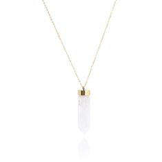 Northix Krásny náhrdelník - biely kameň - zlatá retiazka 