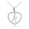 Strieborný náhrdelník písmeno v srdci "K" so zirkónmi JMAS900KSN45
