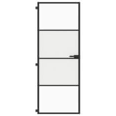 Vidaxl Vnútorné dvere tenké čierne 76x201,5 cm tvrdené sklo a hliník