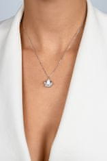 Brilio Silver Blyštivý strieborný náhrdelník Korunka s opálom NCL138W