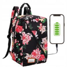 MG Bcross batoh so vstavaným USB káblom 20L, pink flowers