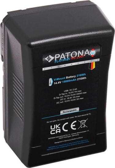 PATONA baterie V-mount pro digitální kameru Sony BP-230W 15000mAh Li-Ion 216Wh 14,4V 24A Platinum