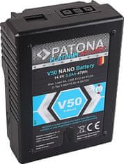 PATONA baterie V-mount pro digitální kameru Sony V50 3200mAh Li-Ion 14,8V 47Wh Platinum