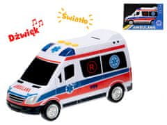 Auto ambulancie poľský dizajn 18 cm na zotrvačník na batérie so svetlom a zvukom