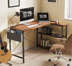 VerDesign TISAR rohový písací stôl, dub Artisan/čierna