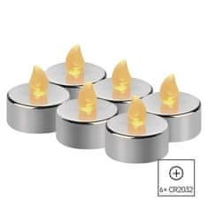 EMOS Čajové sviečky LED dekorácie Robi 6 ks strieborné