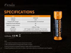 Fenix Batéria 21700 5000 mAh s USB-C (Li-Ion) - nabíjací, 1 ks