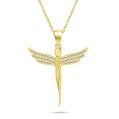 Brilio Silver Pôvabný pozlátený náhrdelník Anjelik so zirkónmi NCL132Y