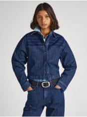 Pepe Jeans Modrá dámska prúžkovaná džínsová bunda Pepe Jeans Mika Stripe M