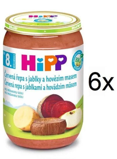HiPP BIO Červená repa s jablkami a hovädzím - 6x220g