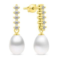 Brilio Silver Očarujúce pozlátené náušnice s perlou a zirkónmi EA950Y