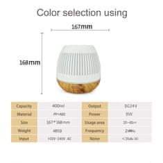 BOT  Inteligentný aróma difuzér B10 - 400 ml biela a svetlohnedá farba dreva