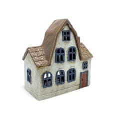 Keramický domček, svietnik na sviečku, výška 17 cm Farba: Svetlo béžová