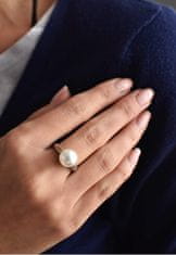 Evolution Group Nežný strieborný prsteň s perlou Swarovski 35022.1 (Obvod 52 mm)