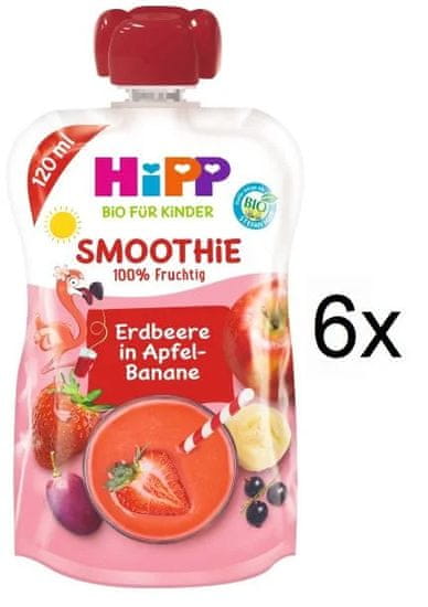 HiPP BIO Smoothie Jablko-Banán-Červené ovocie 6 x 120 ml