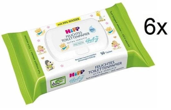 HiPP Babysanft Vlhčený toaletný papier Ultra Sensitive, 6x50 ks