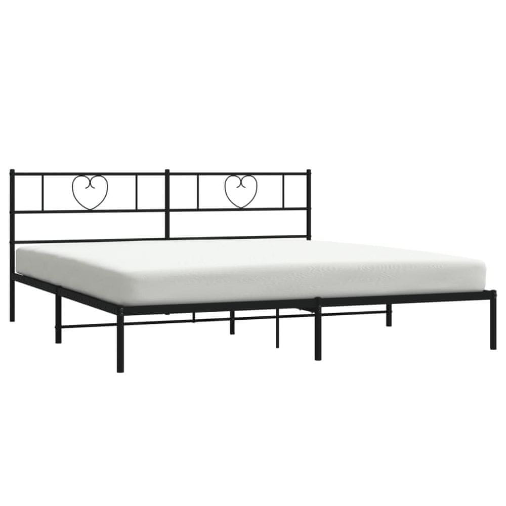 Vidaxl Kovový rám postele s čelom čierny 183x213 cm