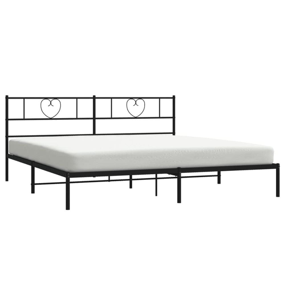 Vidaxl Kovový rám postele s čelom čierny 180x200 cm
