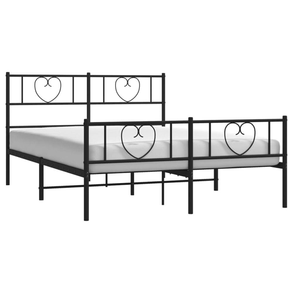 Vidaxl Kovový rám postele s čelom a podnožkou čierny 160x200 cm