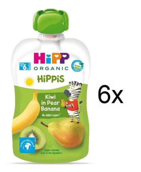 HiPP BIO 100% ovocie Hruška-Banán-Kiwi 6 x 100 g