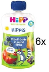 HiPP BIO Jablko-Hruška-Červené ovocie + železo od uk. 1. roku, 6 x 100 g
