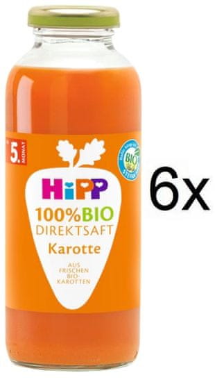 HiPP 100 % BIO JUICE Karotková šťava, 6 x 330 ml, od uk. 4.mesiaca