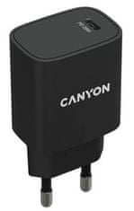 Canyon nabíjačka do siete H-20-02, 1x USB-C PD 20W, čierna