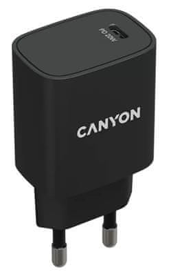 Canyon nabíjačka do siete H-20-02, 1x USB-C PD 20W, čierna