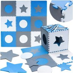 WOWO Detská Penová Puzzle Podložka 180x180cm, 9 Prvkov - Sivá a Modrá