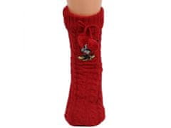 Disney Mickey a Minnie Disney Červené teplé ponožky s mašličkami, protiskluzové, OEKO-TEX 35-38 EU / 2-5 UK