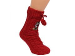 Disney Mickey a Minnie Disney Červené teplé ponožky s mašličkami, protiskluzové, OEKO-TEX 35-38 EU / 2-5 UK