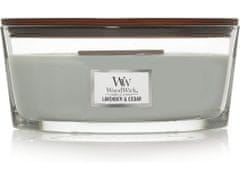 Woodwick Vonná svíčka s dřevěným knotem Elipsa Lavender and Cedar 453,6 g