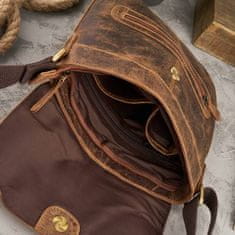 PAOLO PERUZZI Dámska hnedá taška cez rameno z prírodnej kože postbag