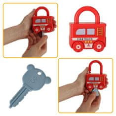 KIK KX4615 Montessori hračka autíčka s visiacimi zámkami