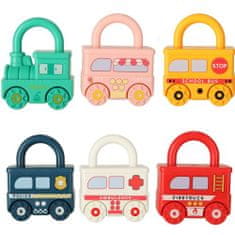 KIK KX4615 Montessori hračka autíčka s visiacimi zámkami