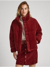 Pepe Jeans Vínová dámská zimní oversize manšestrová bunda Pepe Jeans Fiona Cord XL