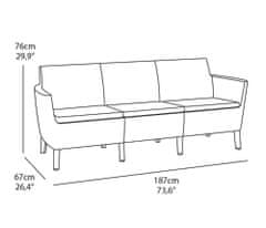 KETER SALEMO 3 seater sofa - grafit