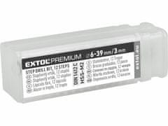 Extol Premium Vrták stupňovitý DIN 1412C, Ø6-39mm, stupňovanie 3mm, 12 otvorov, HSS, EXTOL PREMIUM