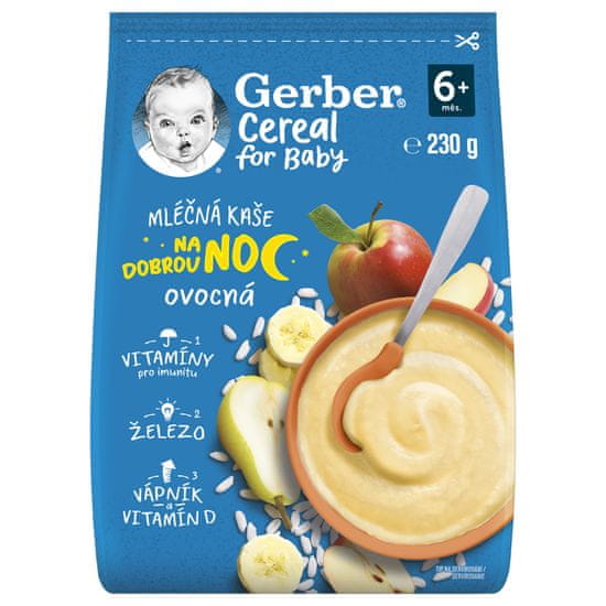 Gerber Cereal mliečna kaša ovocná Dobrú noc 230 g