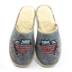 NOWO Dámske sivé zateplené papuče sleeping kitty wool r. 40