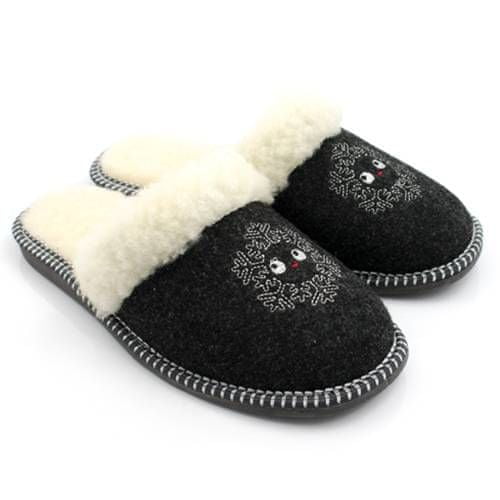 NOWO Dámske domáce papuče zateplené papuče čierna snehová vločka