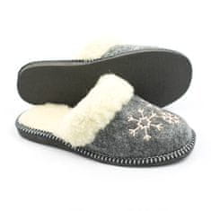 NOWO Dámske zateplené papuče na zimu sivé papuče snehové vločky r. 41