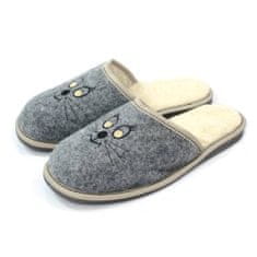 NOWO Dámske domáce papuče zateplené na zimu sivé papuče s mačičkami r. 39