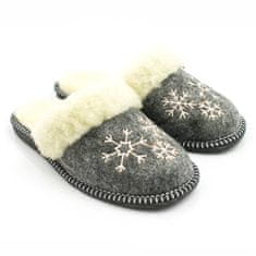 NOWO Dámske zateplené papuče na zimu sivé papuče snehové vločky r. 41