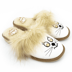 NOWO Dámske biele mačacie papuče s kožušinou zateplené papuče r. 36