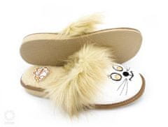 NOWO Dámske biele mačacie papuče s kožušinou zateplené papuče r. 36