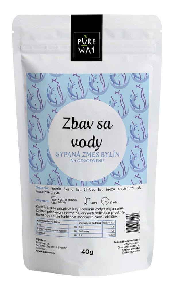 Pureway ZBAV SA VODY sypaný zmes bylín na odvodnenie, 40 g