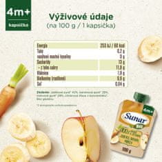 Sunar BIO ovocné vrecko jablko, banán, mrkva 12 x 100 g