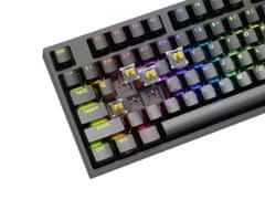 Genesis herná mechanická klávesnica THOR 404/RGB/Gateron Yellow Pro/Drôtová USB/US layout/Čierna